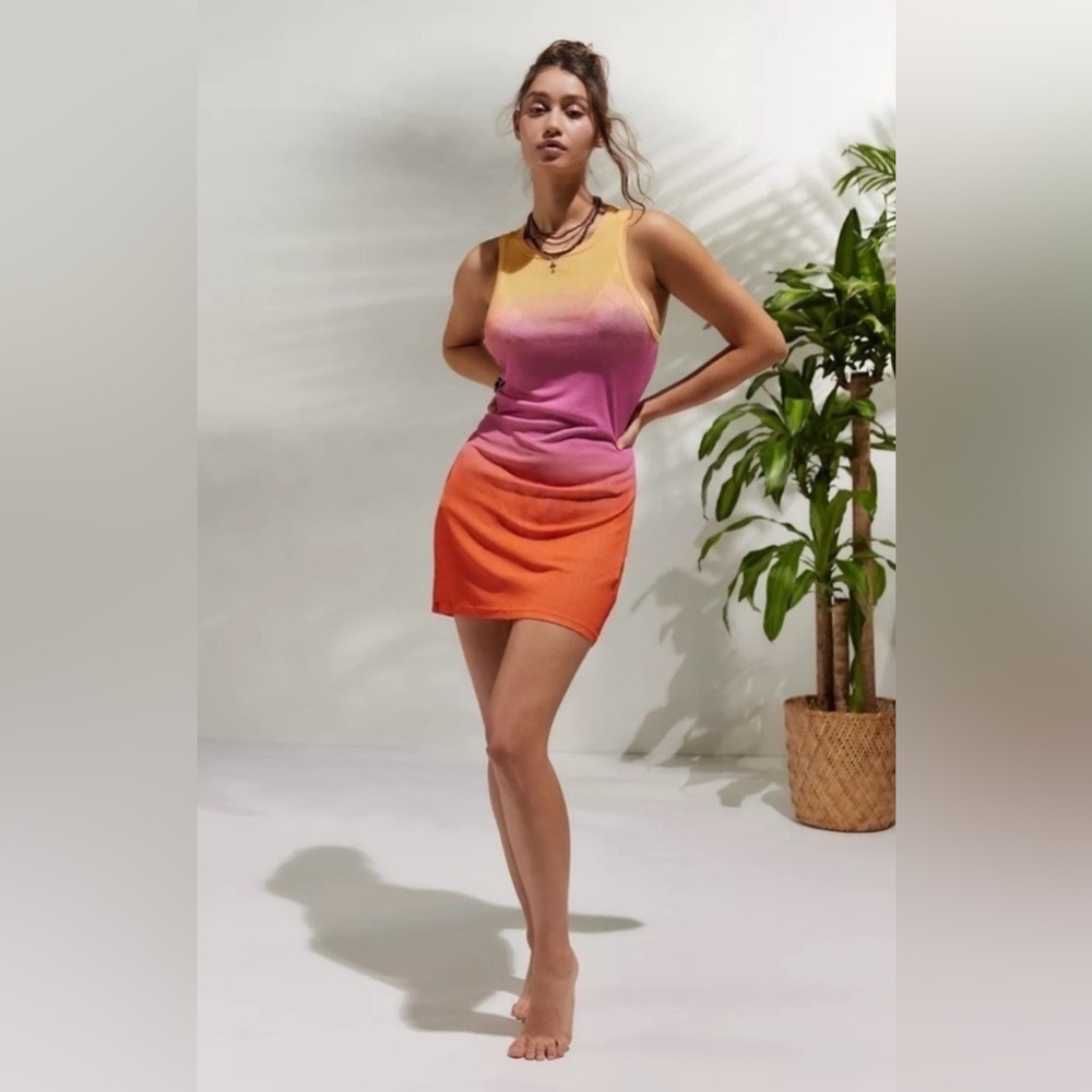 Billabong Sleeveless Ombre Midi Dress - Yellow, Pink, Red